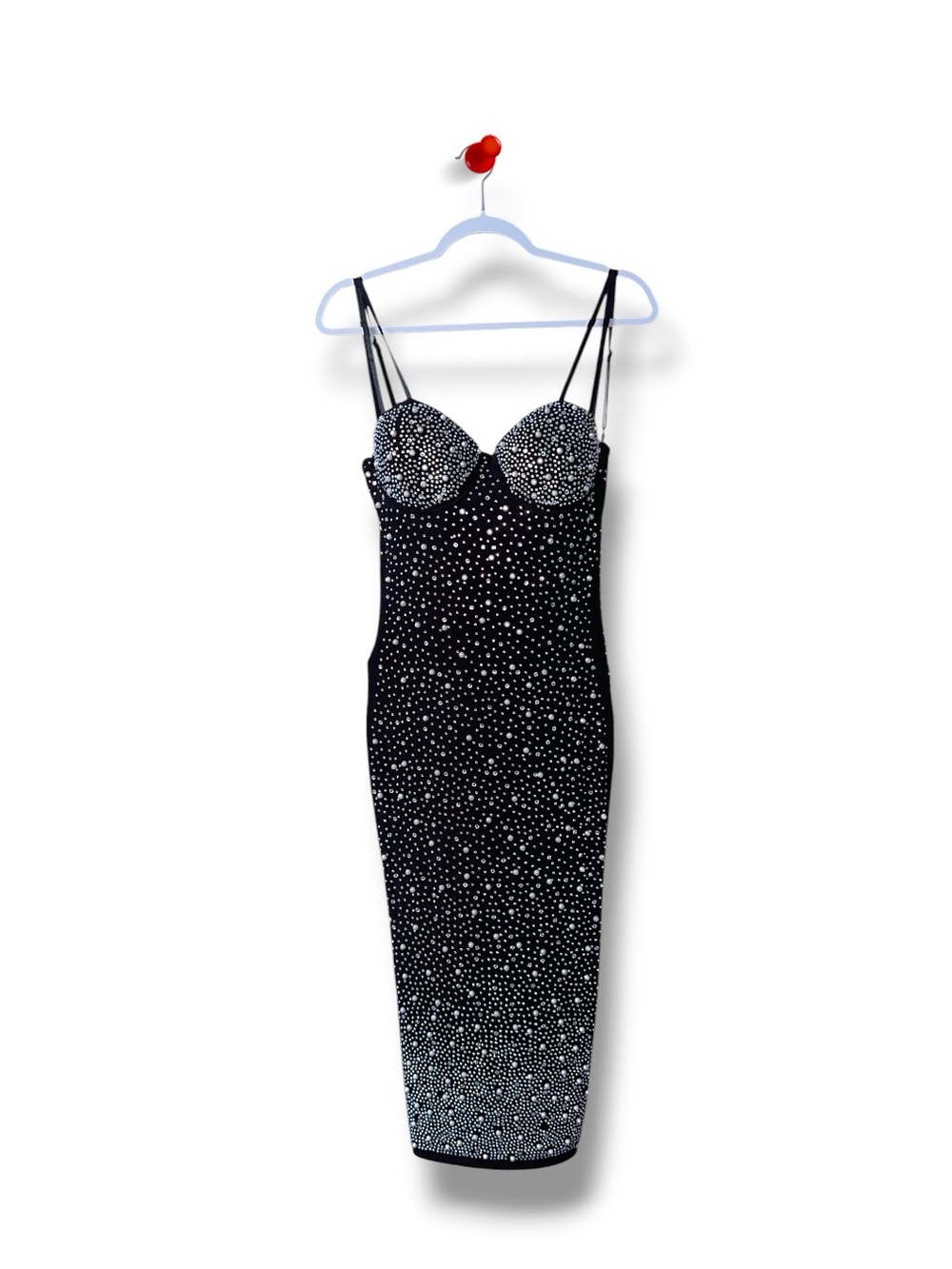 Banjul Black and White Spotted Midi Slip Dress